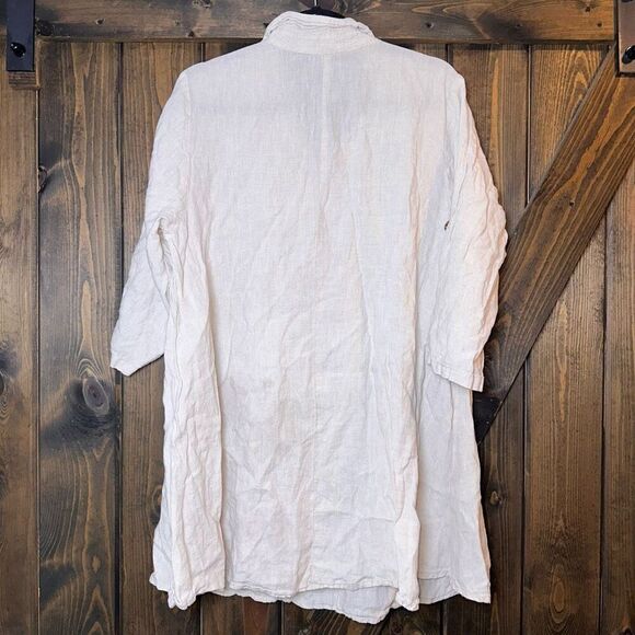 Match Point Sz L 100% Linen Oversized Tunic Top - Picture 2 of 5